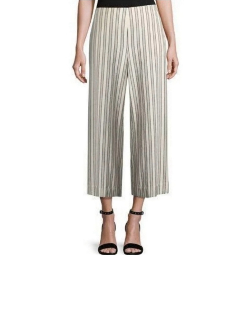 LAFAYETTE 148 Striped Wide Leg Cropped Pants Linen Blend Size 8